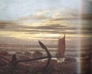 Caspar David Friedrich Moonlit Night with Boats on the Baltic Sea (mk10) Sweden oil painting reproduction